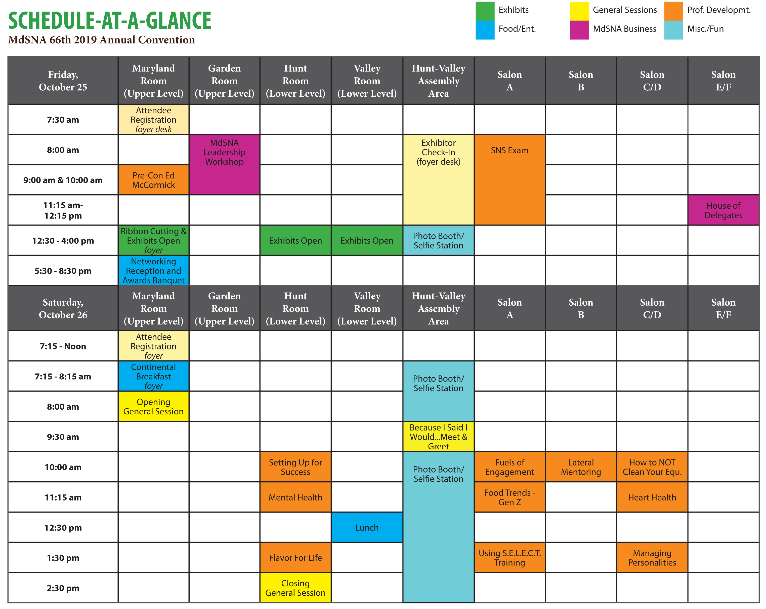 Maryland SNA/Convention 2019/MdSNA 2019 Convention Schedule At A Glance.jpg